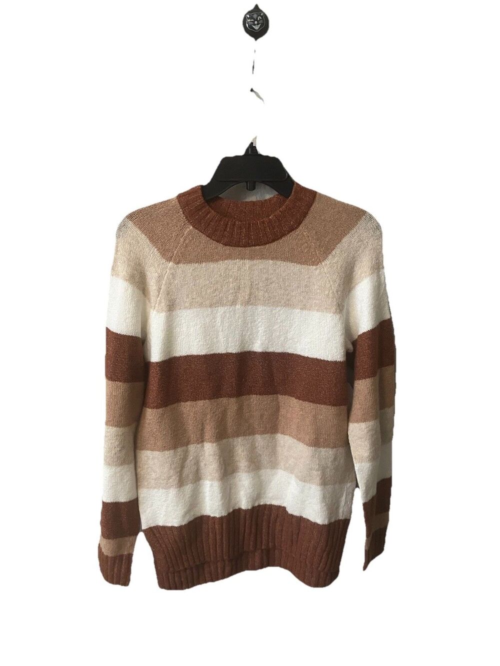 Time & Tru Sweater Women’s Size XS Rust Beige Stripe Pullover New